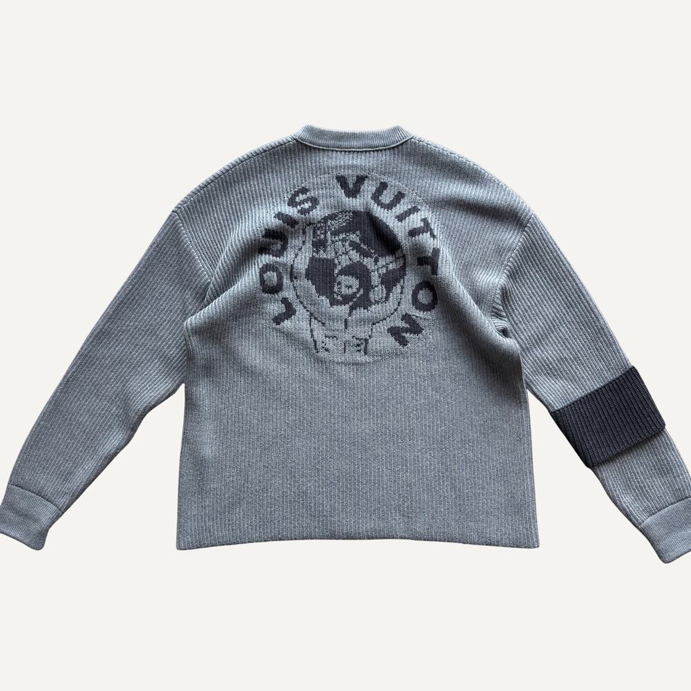 Louis Vuitton 2019 World Logo Wool Knit Sweater Grey XL RM192 19AW